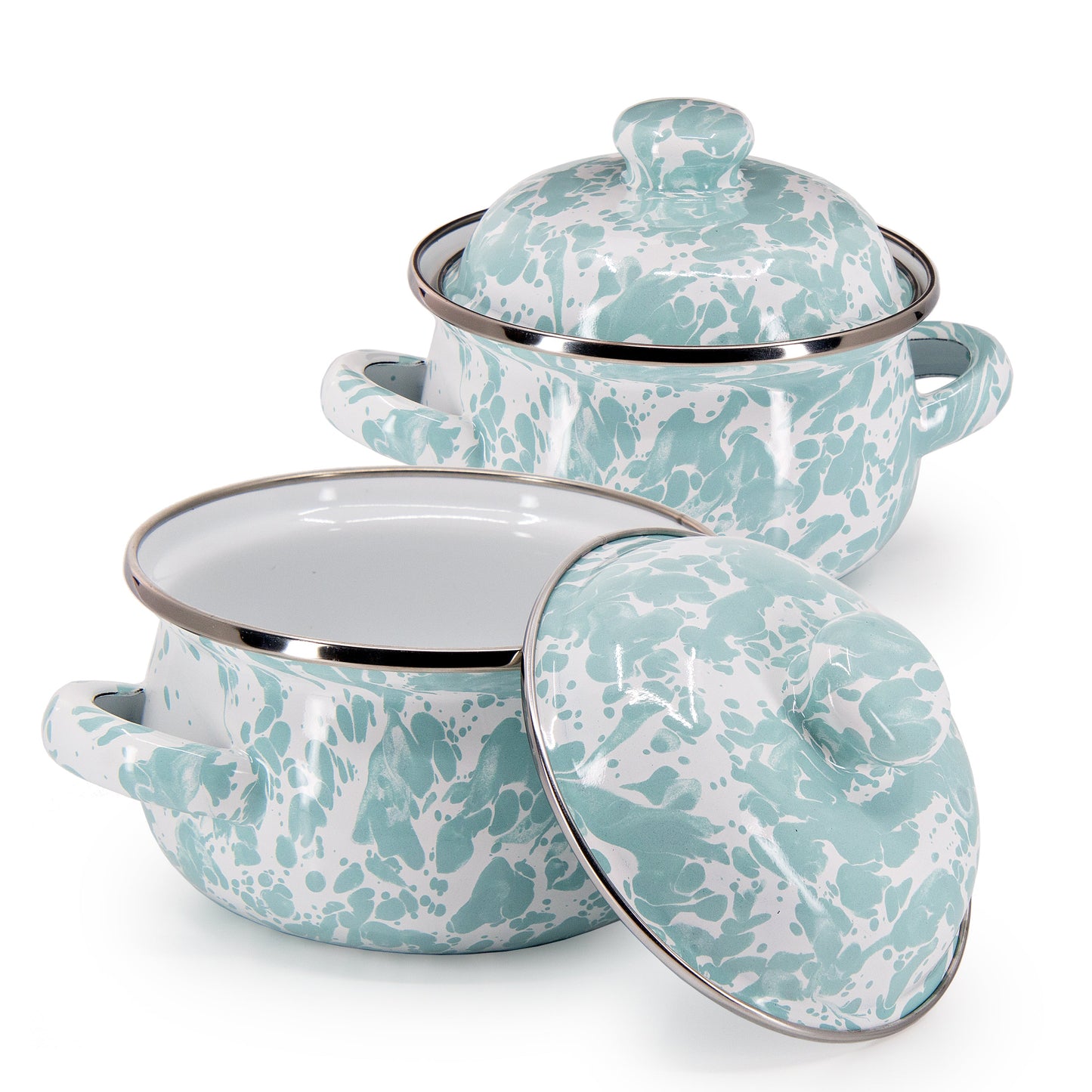 Sea Glass Swirl Petite Tureens - Set of 2