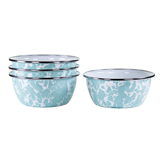 Sea Glass Swirl Salad Bowls - Set of 4, Sea Glass