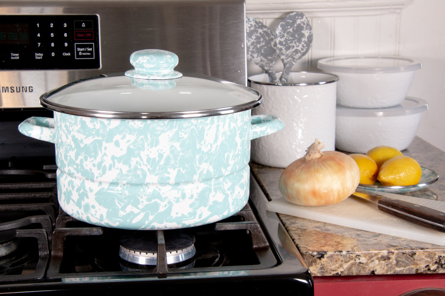 Sea Glass Swirl 6 Qt Stock Pot