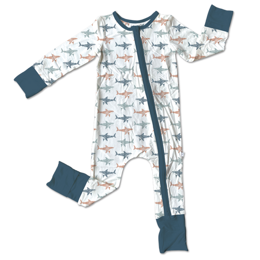 Grace Sharks Bamboo Convertible Footie (Pre-Order)