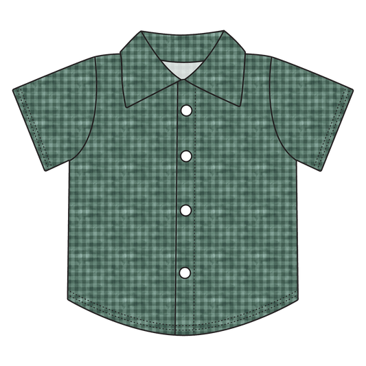 Green Plaid Bamboo Button Down Tee (Pre-Order)