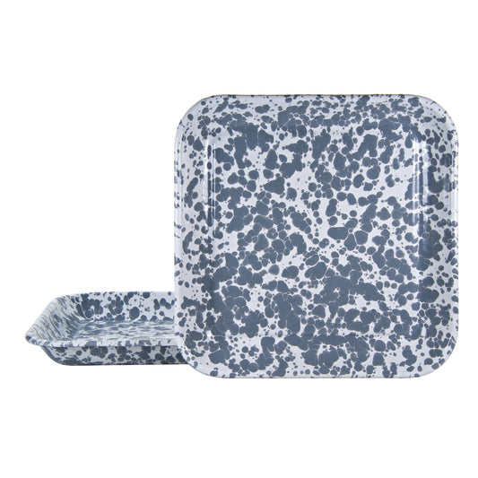 Grey  Swirl Square Trays - Set of 2