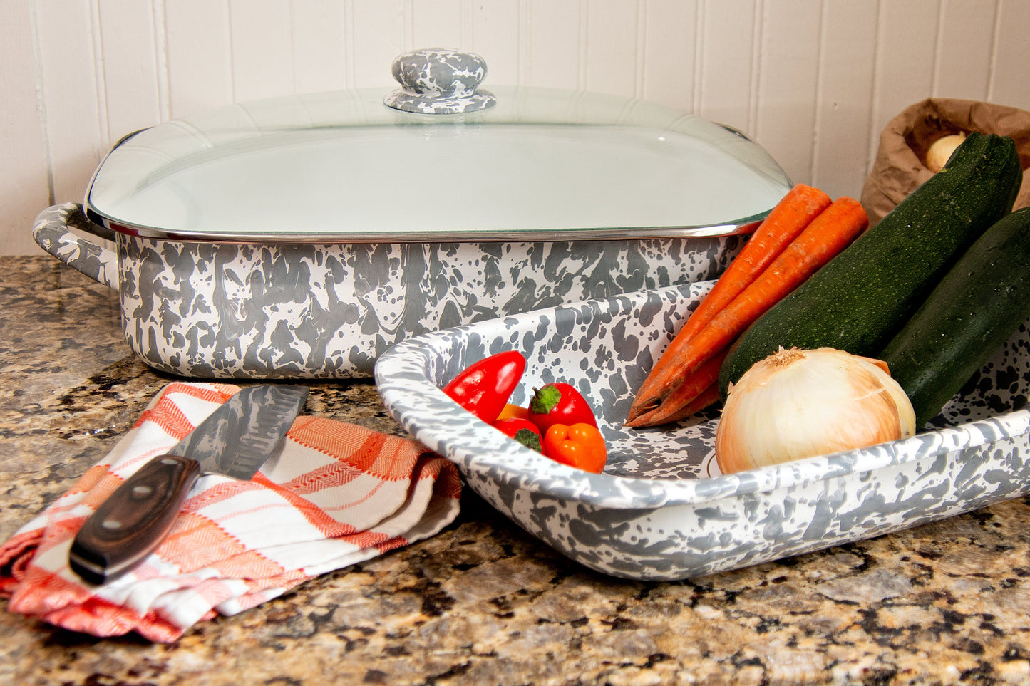 Grey Swirl Roasting Pan
