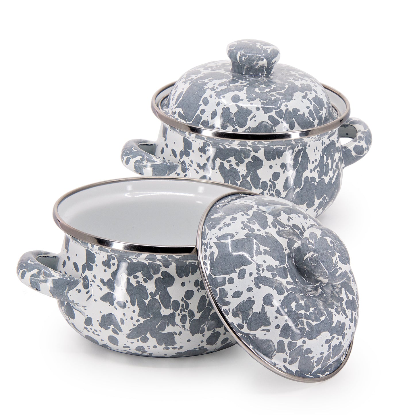 Grey Swirl Petite Tureens - Set of 2