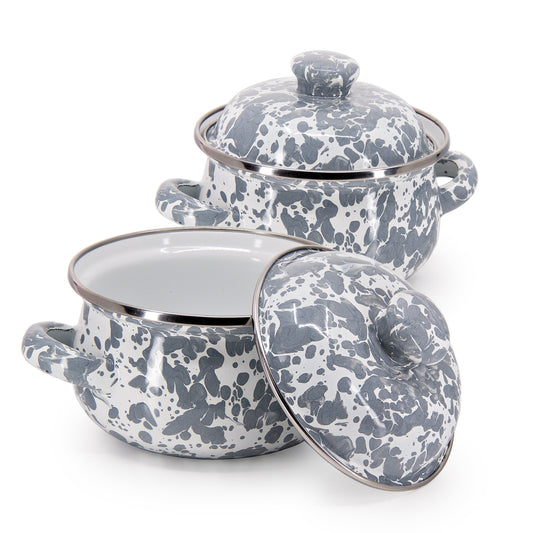 Grey Swirl Petite Tureens - Set of 2