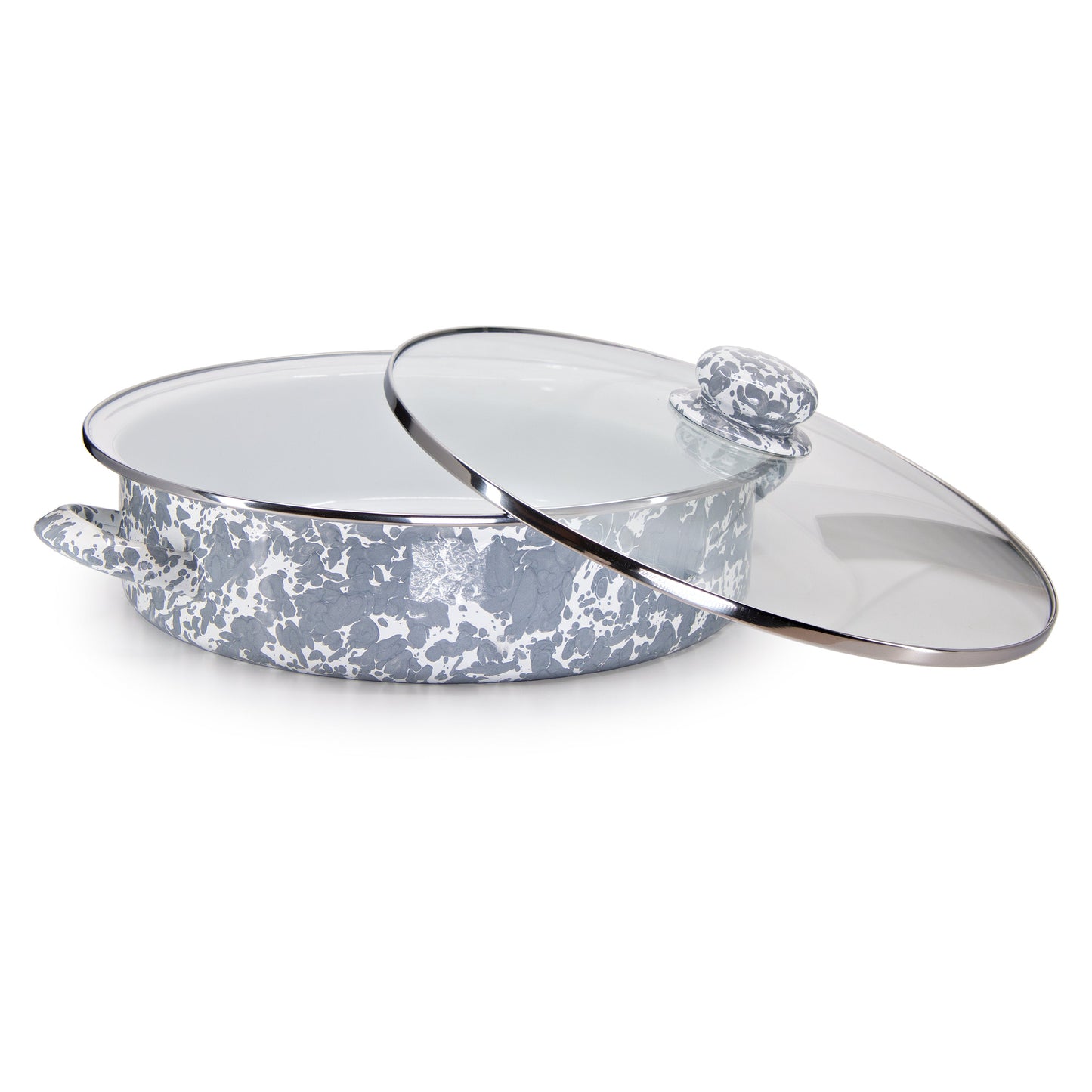 Grey Swirl Large Saute Pan
