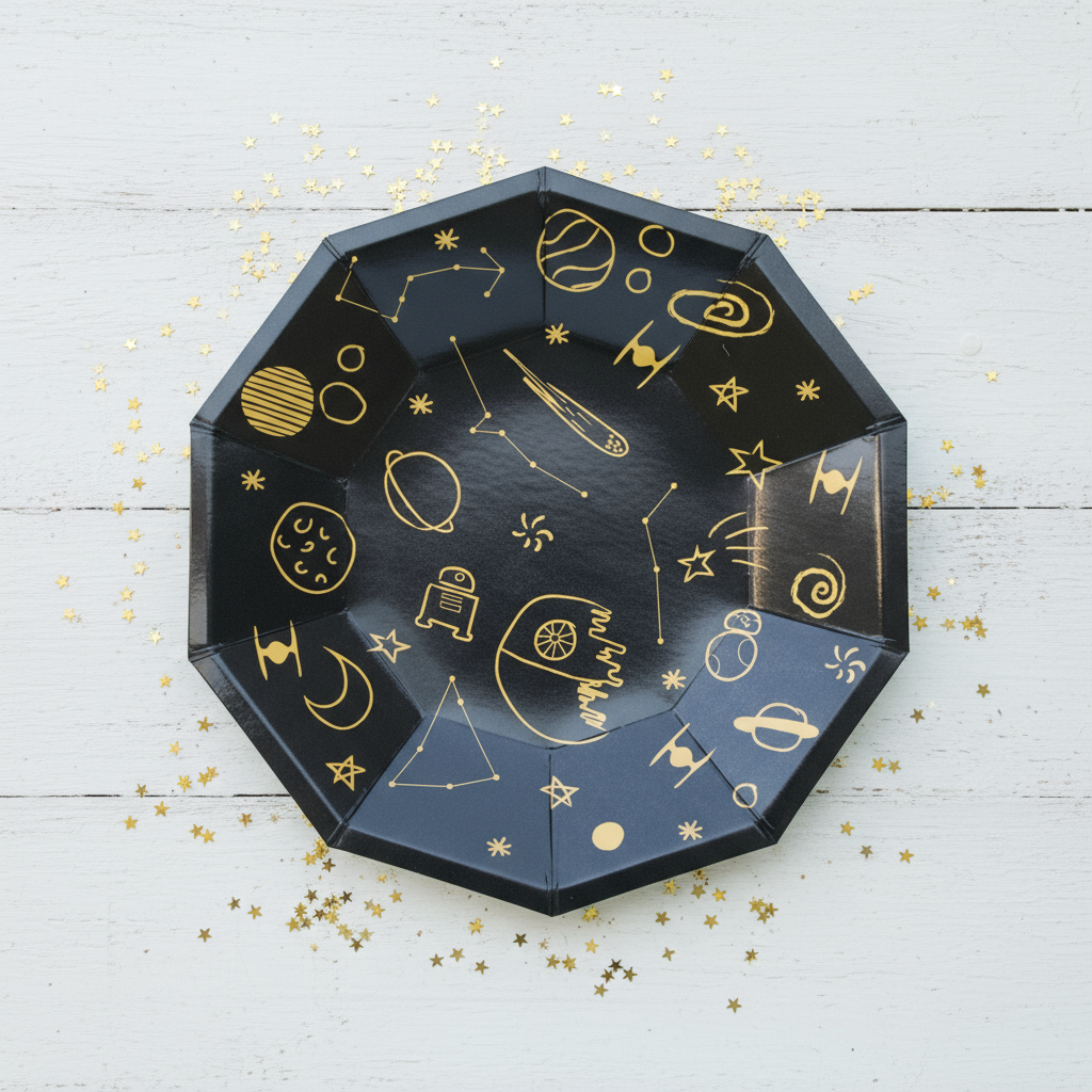 Space Galaxy Small Plates 7" (Set of 8) – Planets Stars Birthday Party Supplies