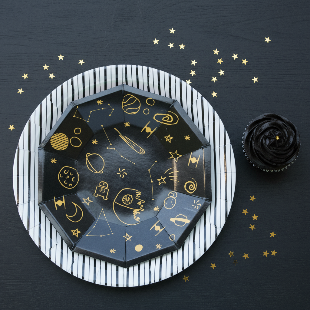 Space Galaxy Small Plates 7" (Set of 8) – Planets Stars Birthday Party Supplies