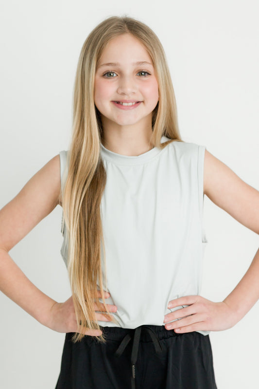 Gray High Low Kid Tank