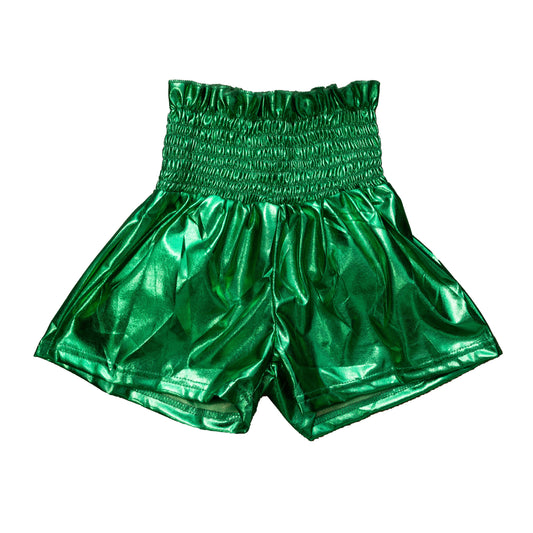 Green Metallic Swing Shorts