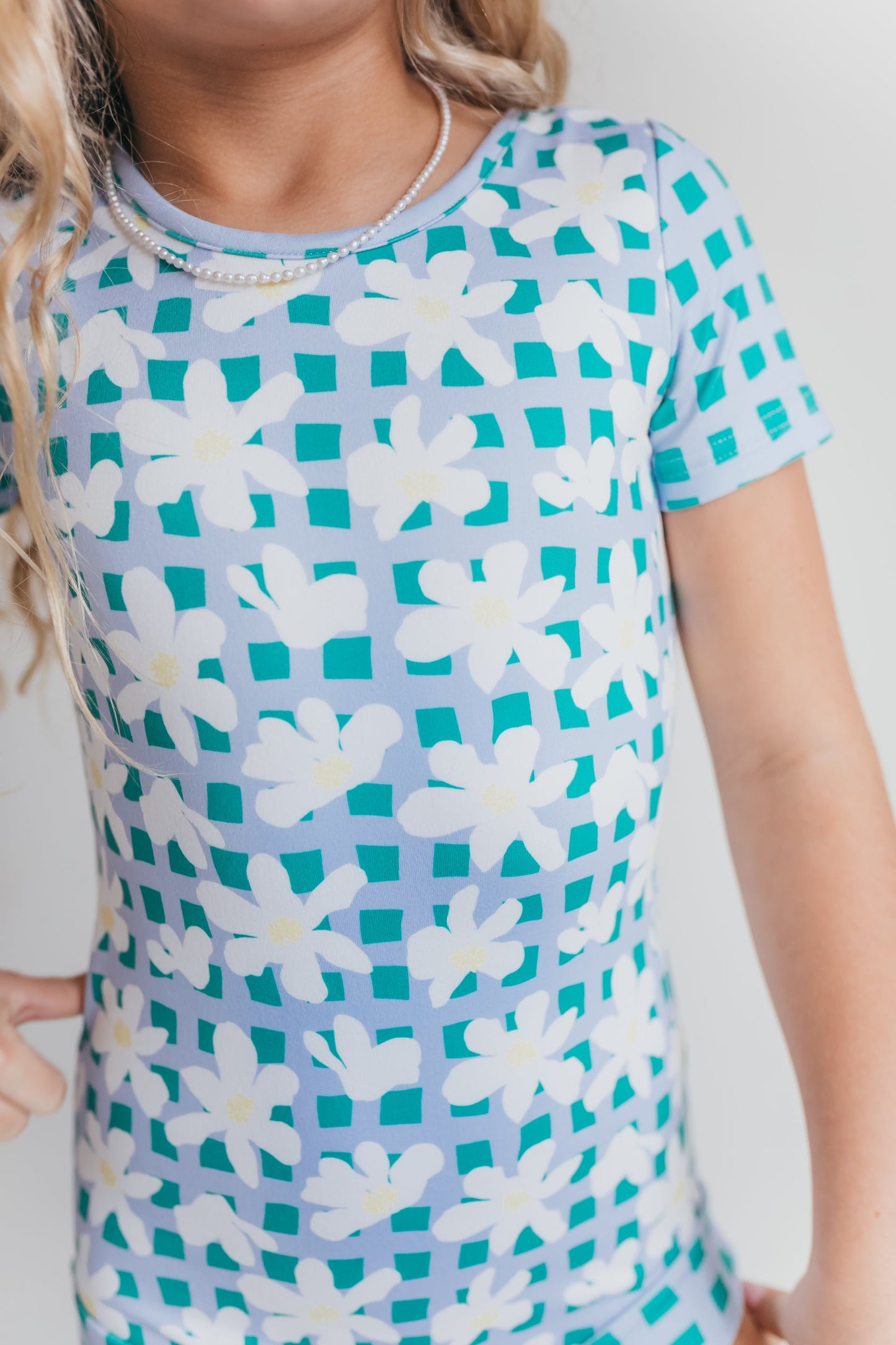 Green Blue Check Shortie Leotard