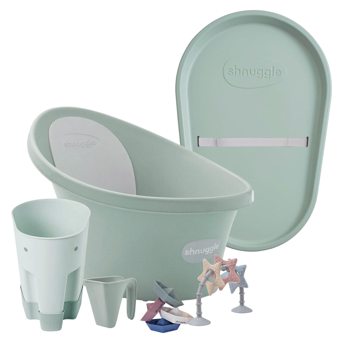 Shnuggle Bath & Change Bundle: Baby Bath & Changing Bundle + Accessories - 6-Piece Set for Cozy Bath & Diaper Time