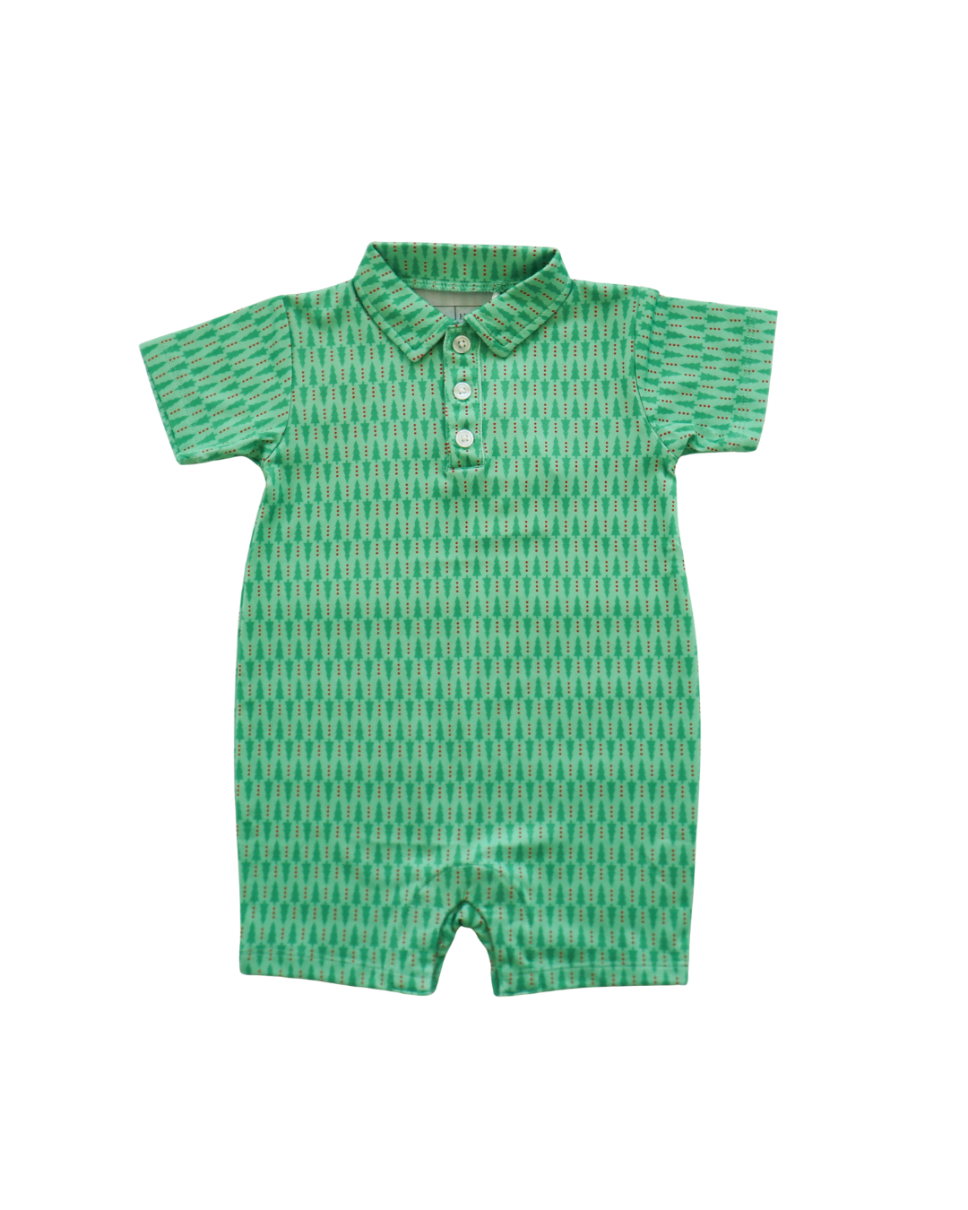 Baby Boys Christmas Tree Polo Romper – Holiday Performance Fabric