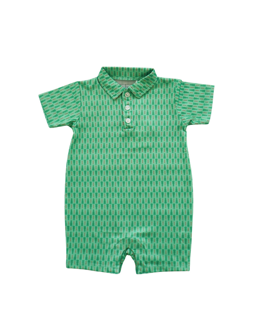 Baby Boys Christmas Tree Polo Romper – Holiday Performance Fabric