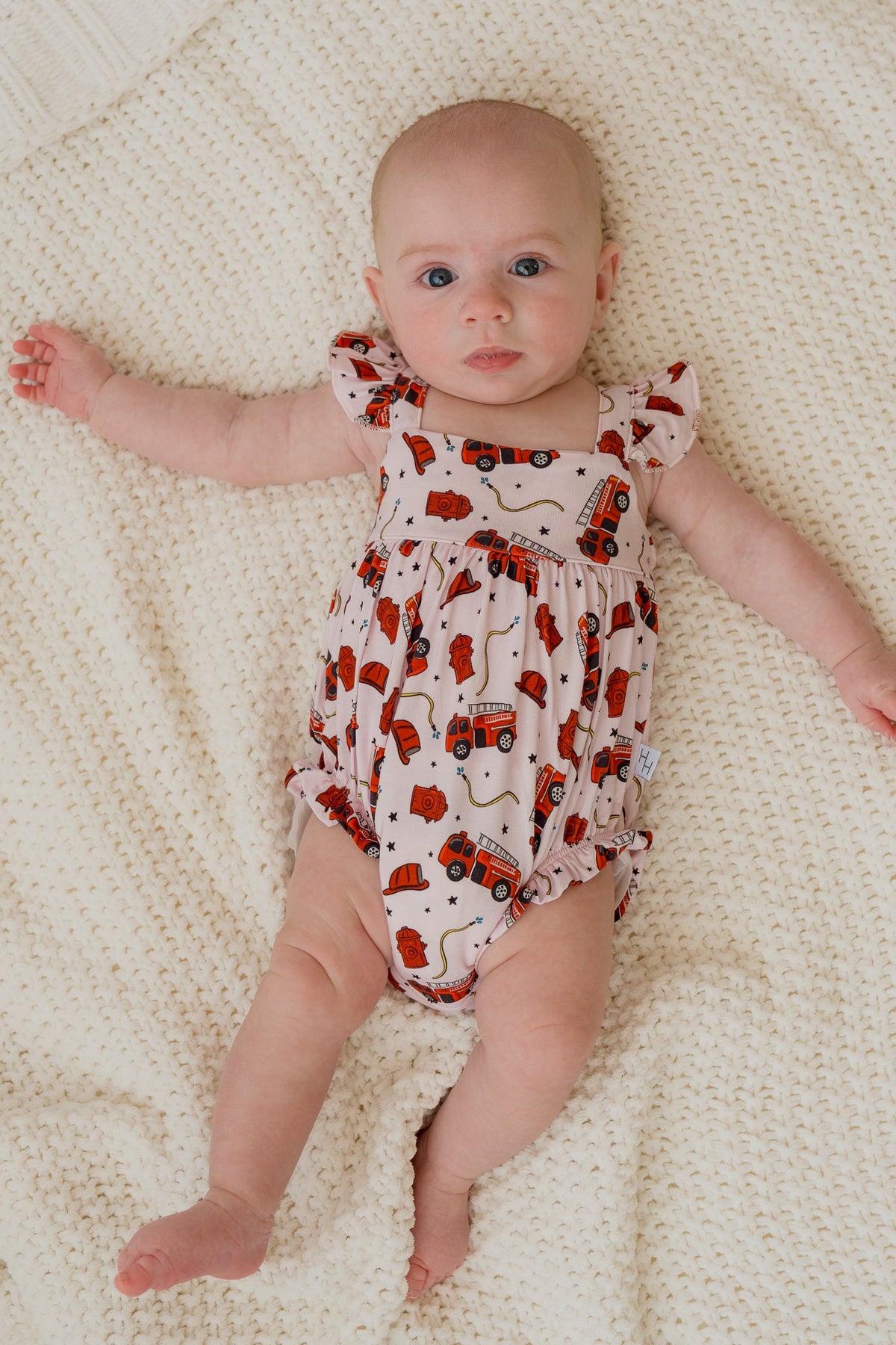 Pink Fire Truck Bubble Romper