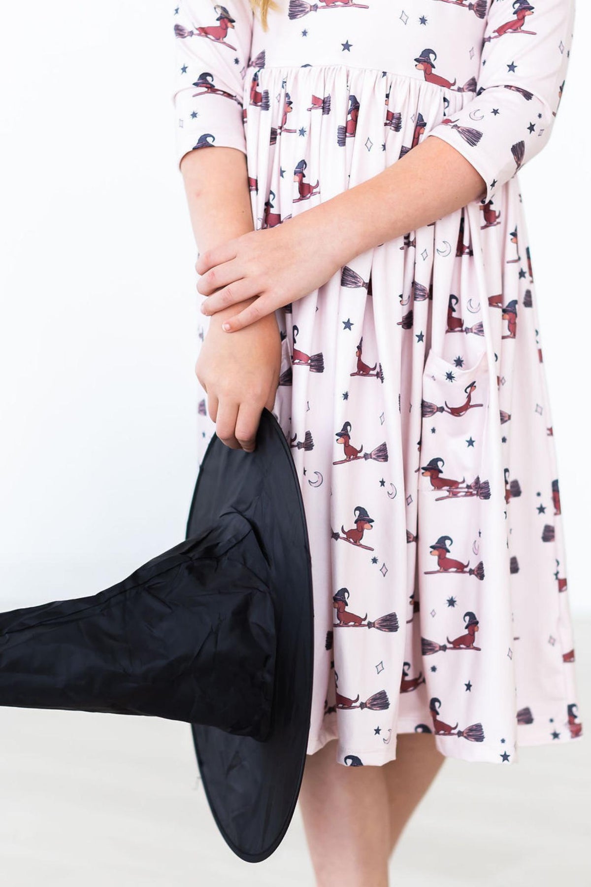 SALE Happy Howl-oween 3/4 Sleeve Pocket Twirl Dress