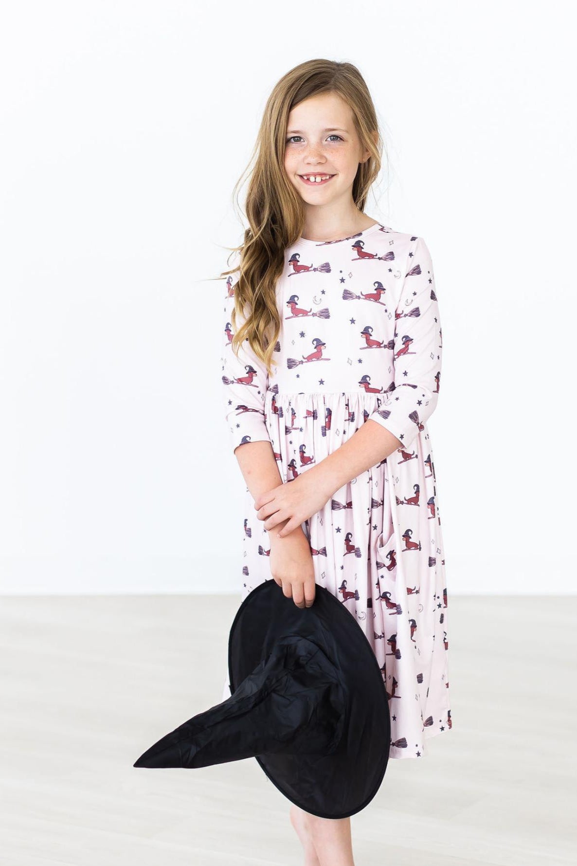 SALE Happy Howl-oween 3/4 Sleeve Pocket Twirl Dress