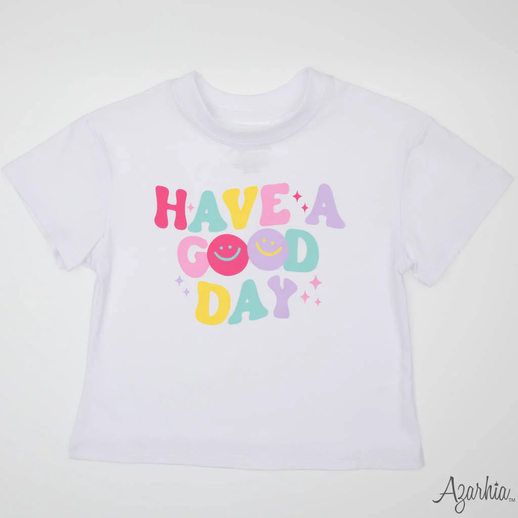 Have a Good Day Screen Print on White Boxy T
