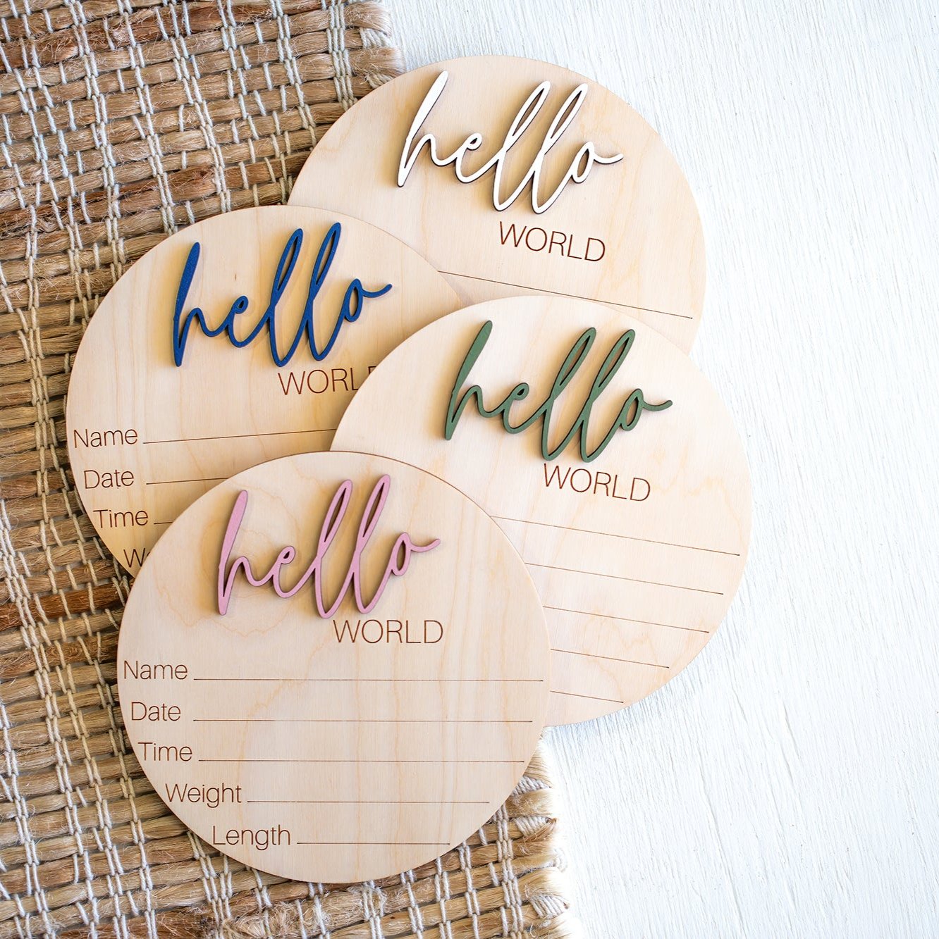 Baby Name Announcement Sign Hello World