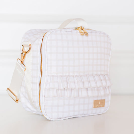 Nude Plaid Ruffled Nylon Lunchbox