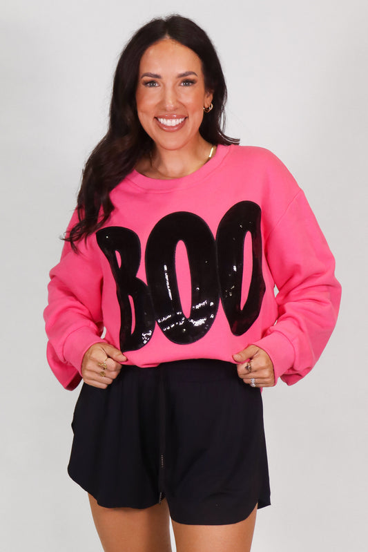 Hot Pink Boo Adult Sweatshirt