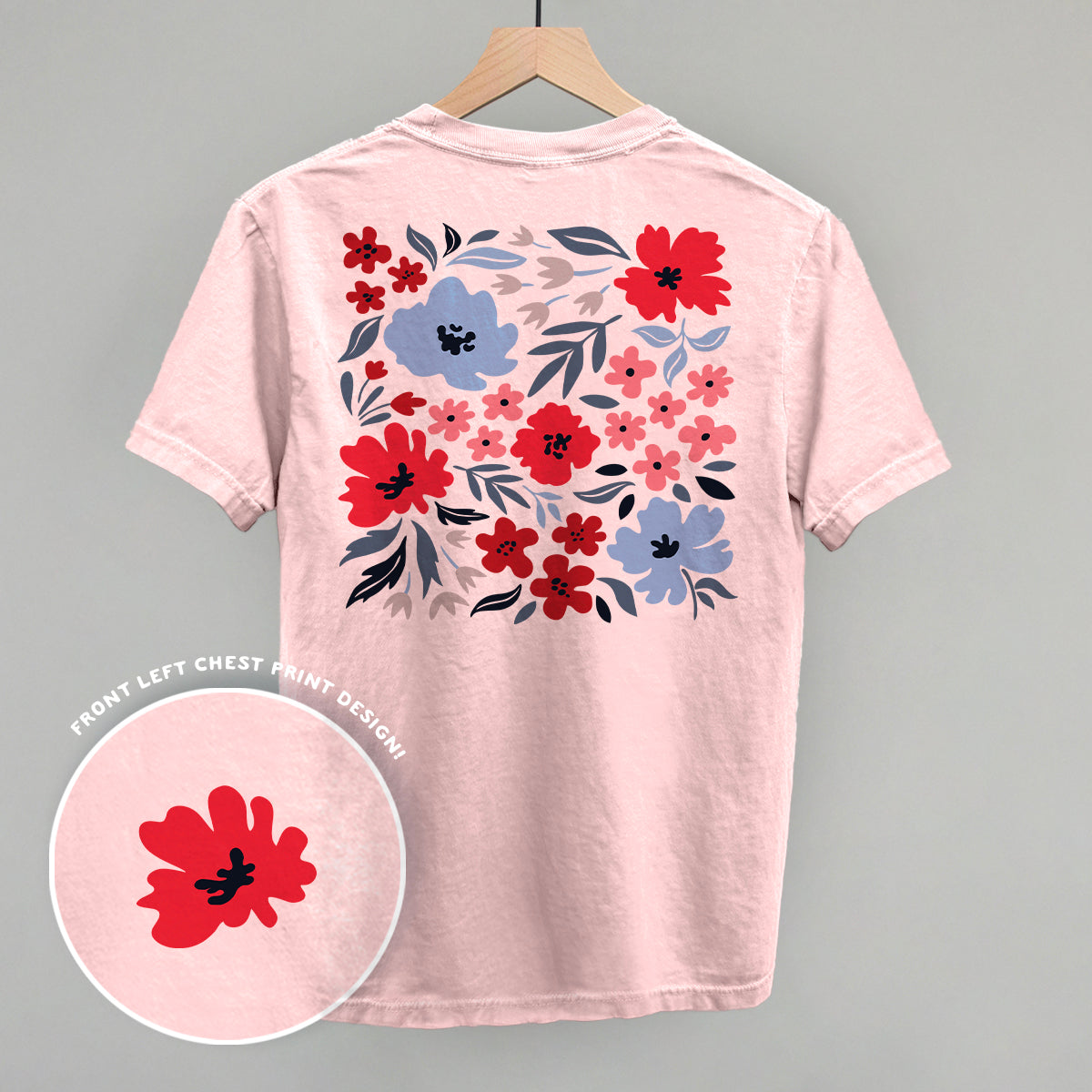 Red And Blue Florals (Back Print)