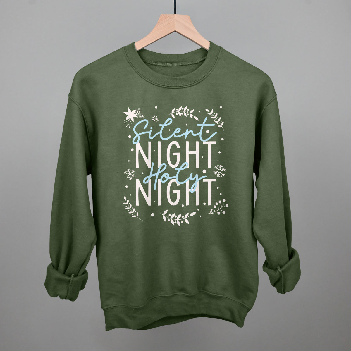 Silent Night Holy Night Blue & White Doodles
