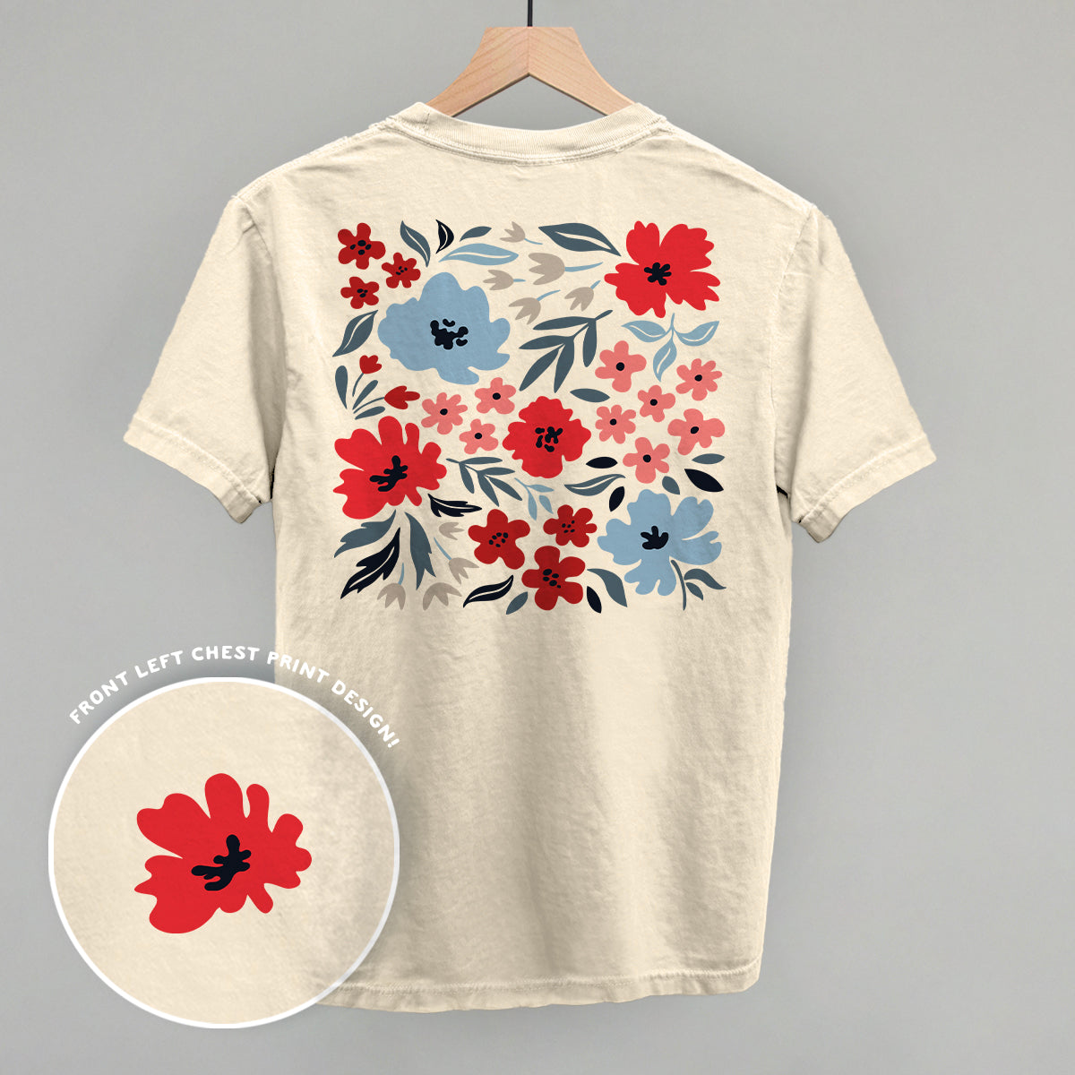 Red And Blue Florals (Back Print)