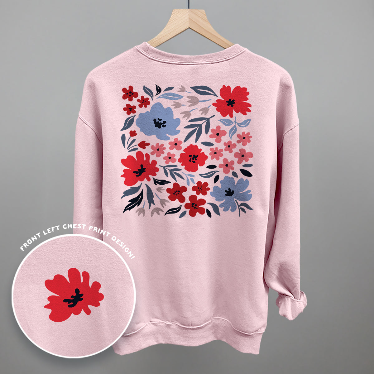 Red And Blue Florals (Back Print)