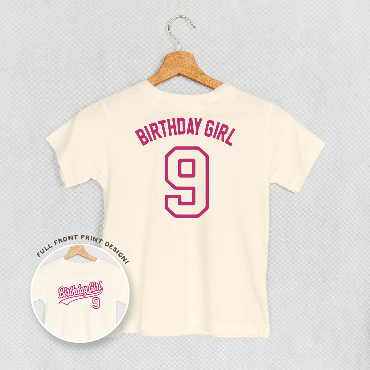 Birthday Girl Varsity #9 (Kids Back Print)