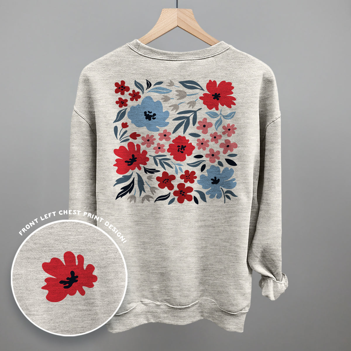Red And Blue Florals (Back Print)