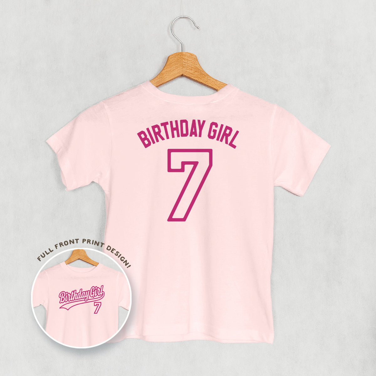 Birthday Girl Varsity #7 (Kids Back Print)