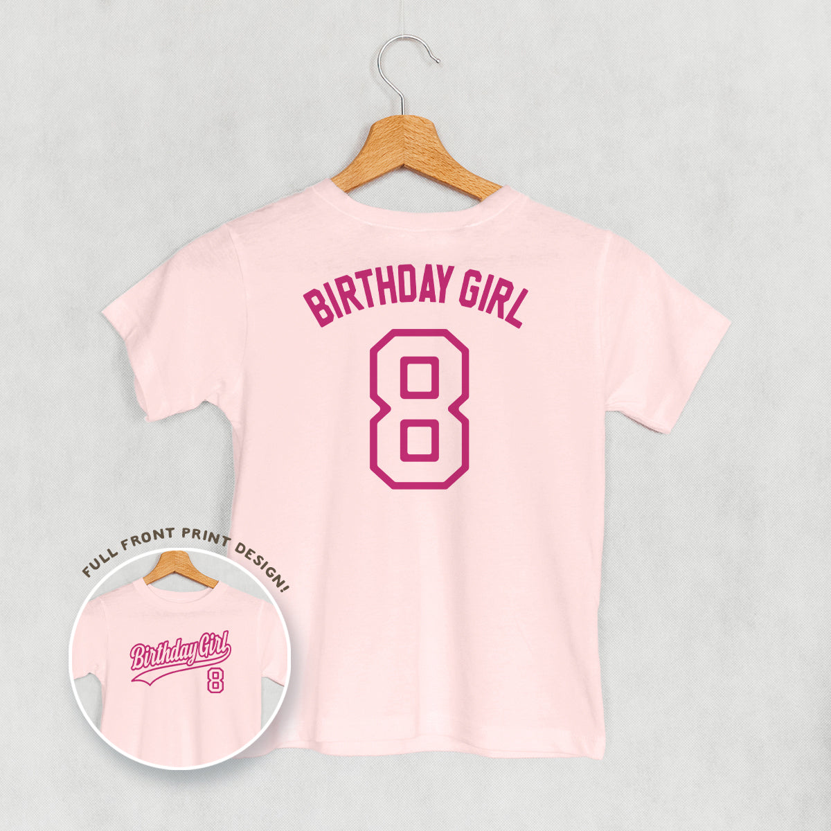 Birthday Girl Varsity #8 (Kids Back Print)