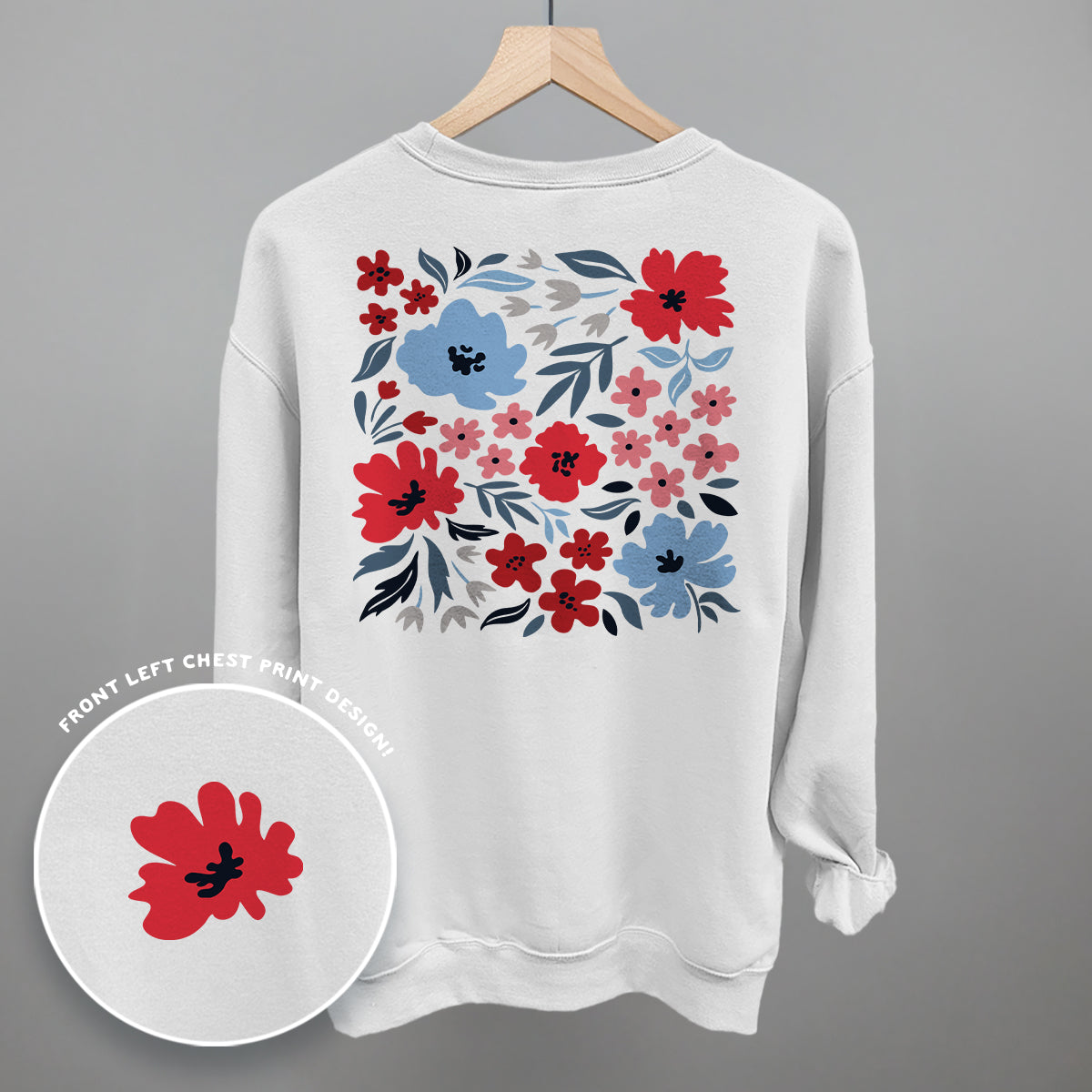 Red And Blue Florals (Back Print)