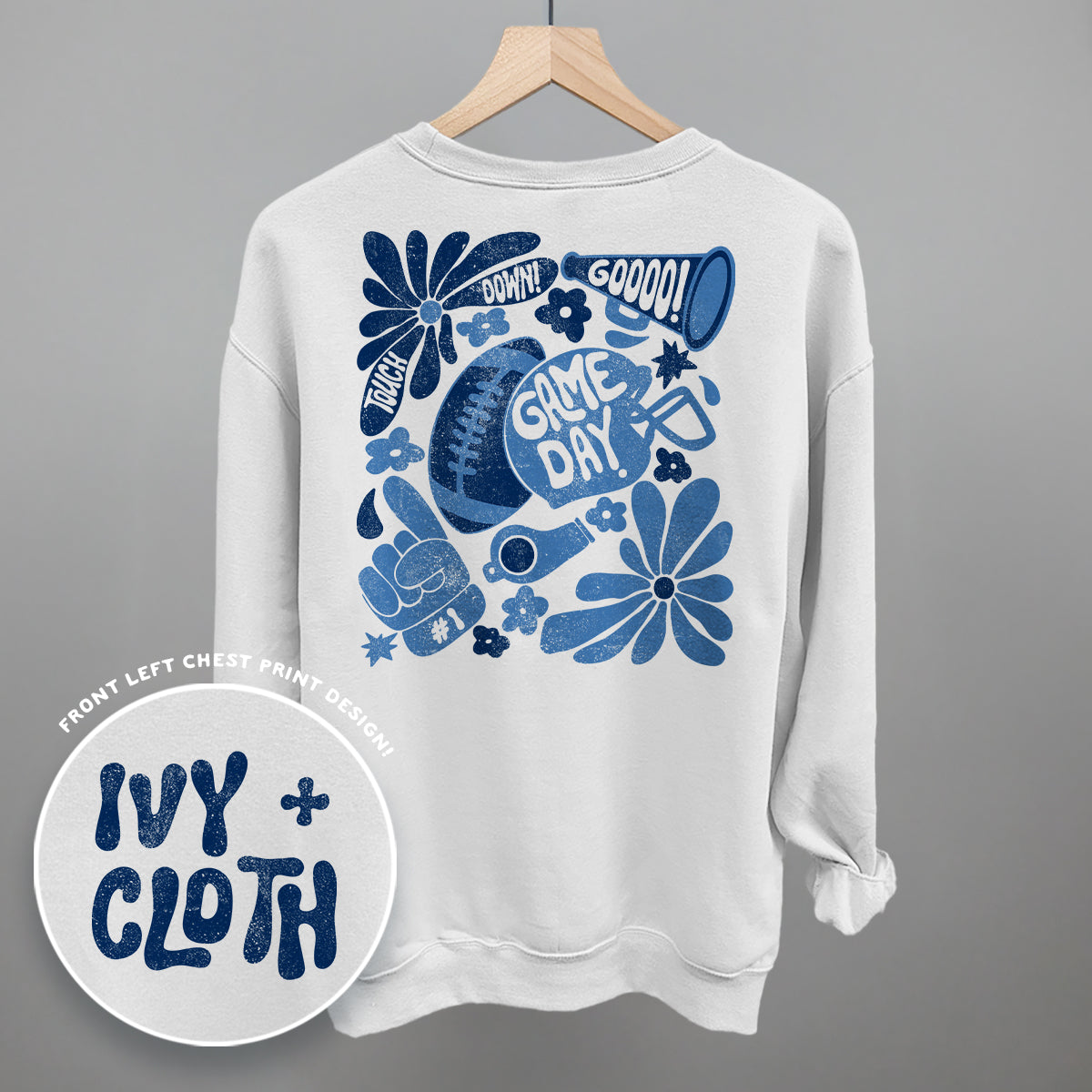 Floral Game Day Blue (Back Print)