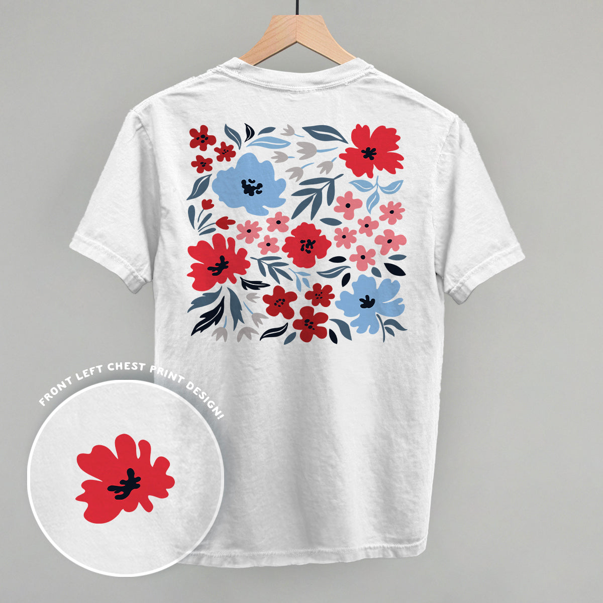 Red And Blue Florals (Back Print)