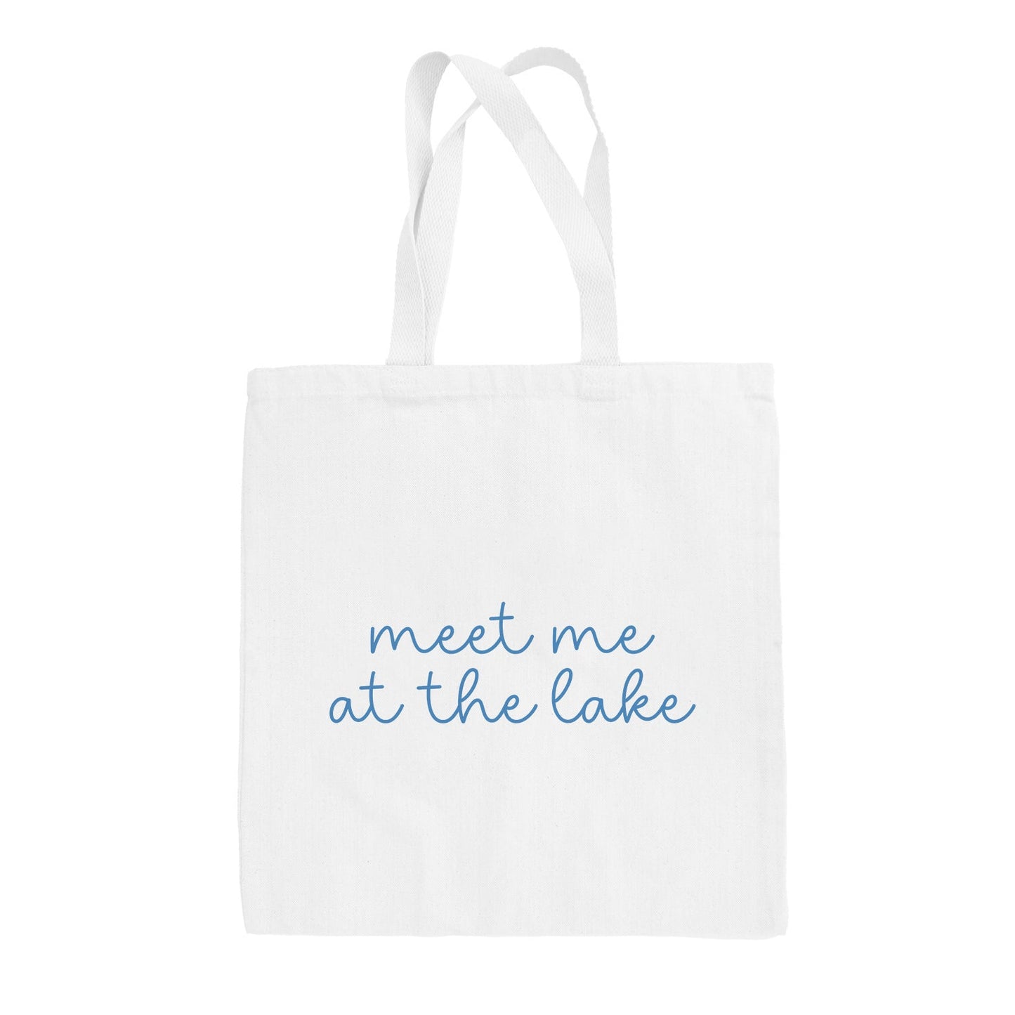 Meet Me At The Lake Blue Script (Tote Bag)