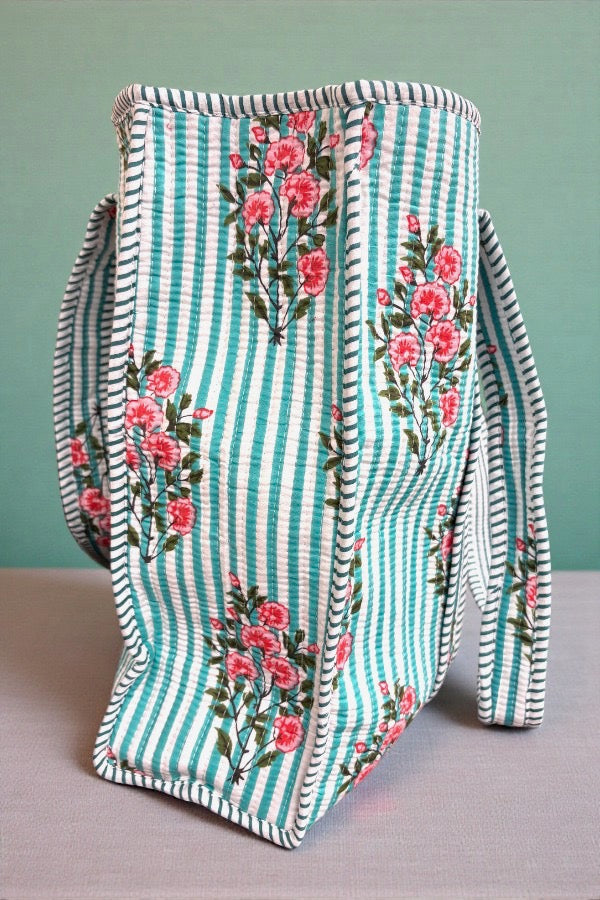 SC - Cottage Garden Blue Striped Tote Bag