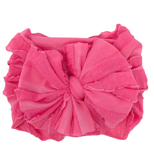 Ruffled Headband-  Candy Pink