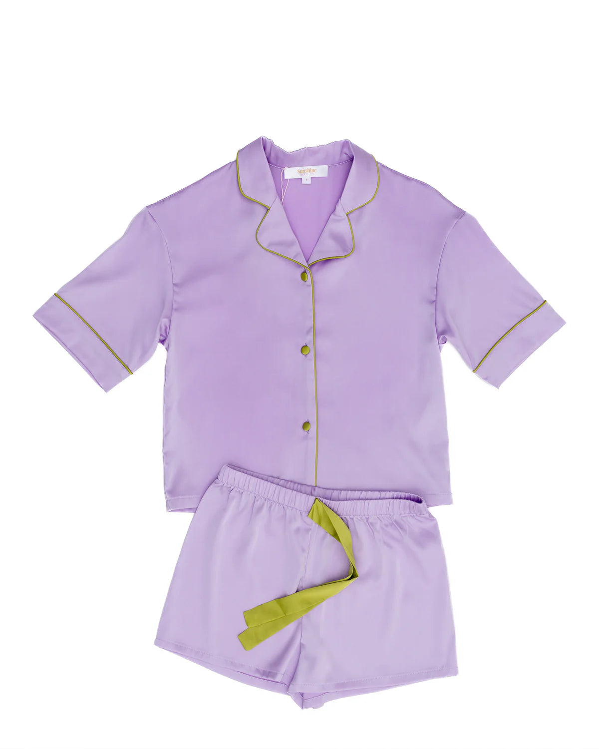 Kids Silky Lavender Pajama Set – Girls Short Sleeve Lounge Set