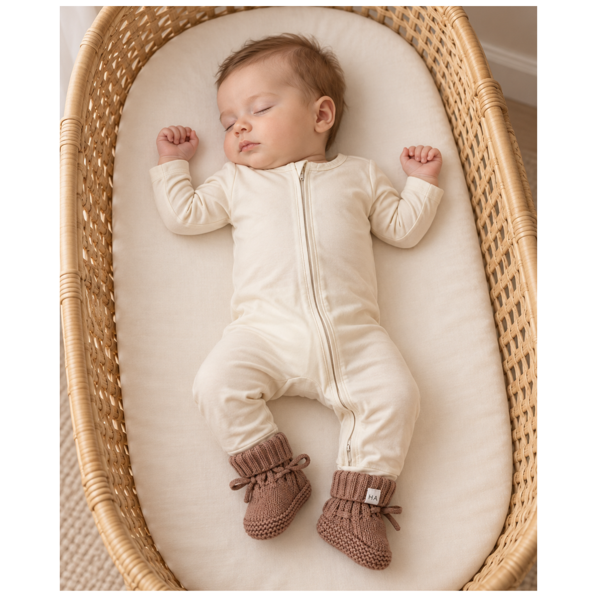Cream Baby Pajamas | Zipper Romper