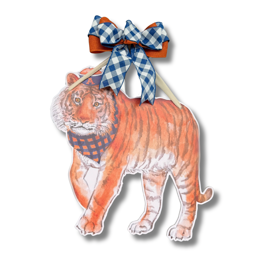 Orange & Blue Tiger Door Hanger