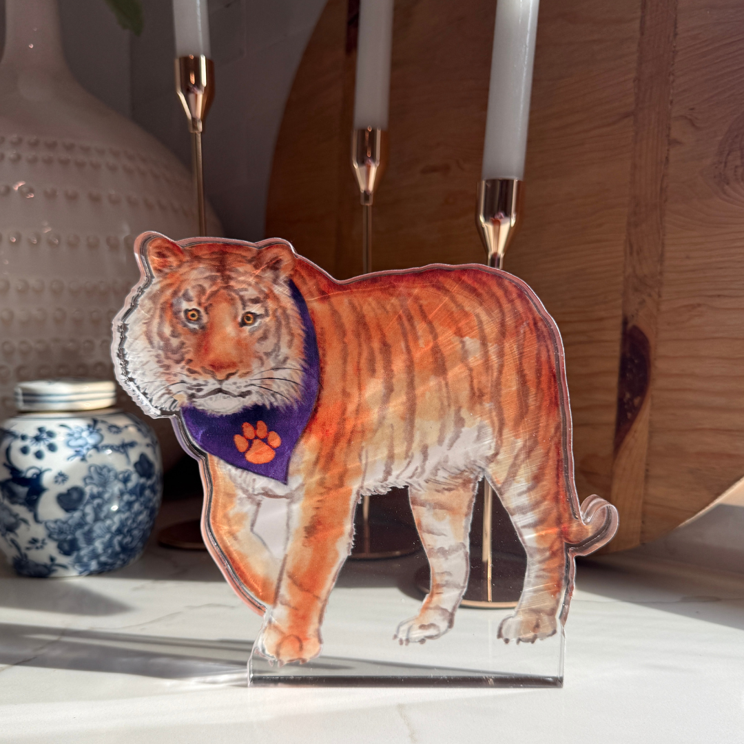 Purple & Orange Tiger Acrylic
