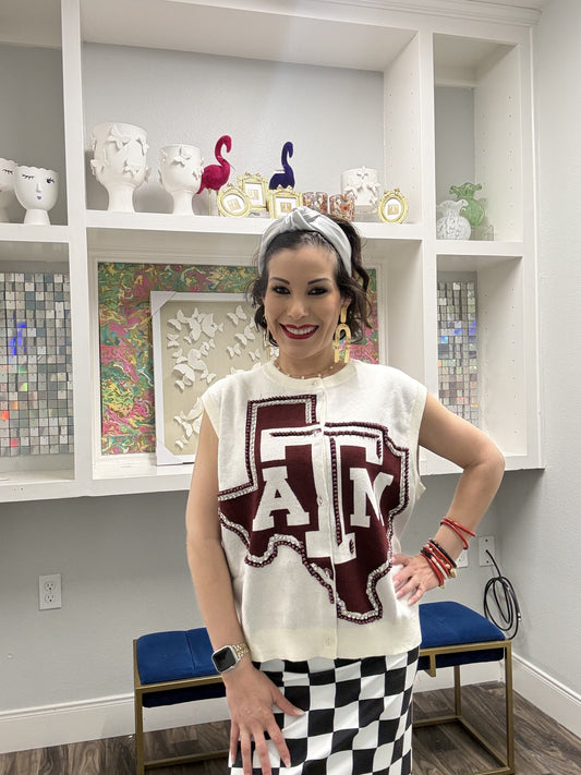 Queen of Sparkles Licensed Texas A&M Oversized Mascot Vest