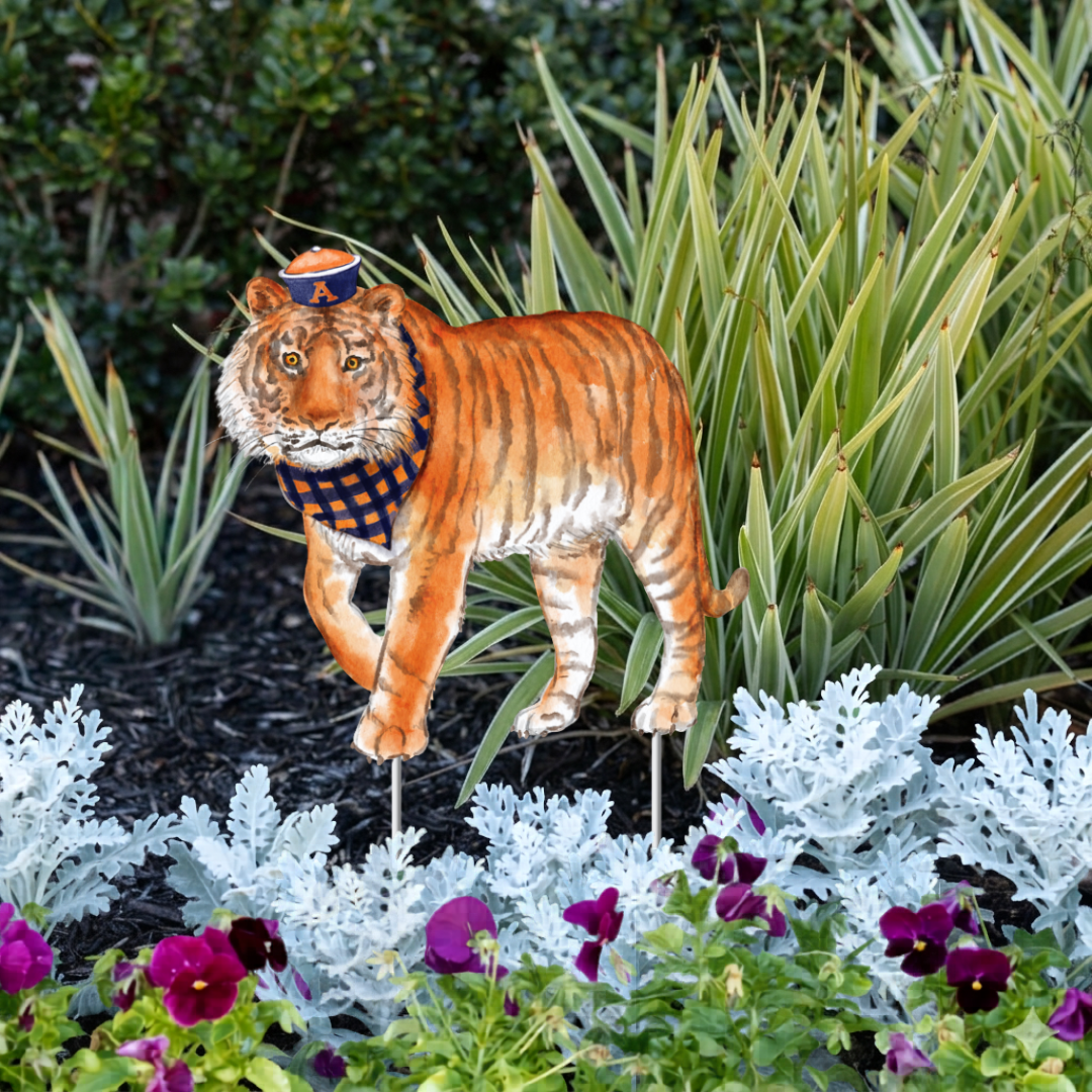 Orange & Blue Tiger Garden Stake