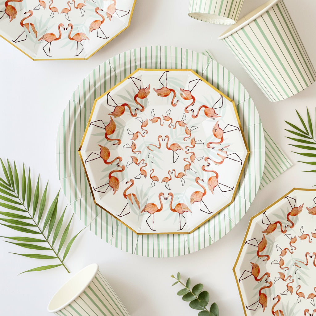 Mint Fine Stripes Paper Plates 7" (Set of 8) – Pastel Party Supplies