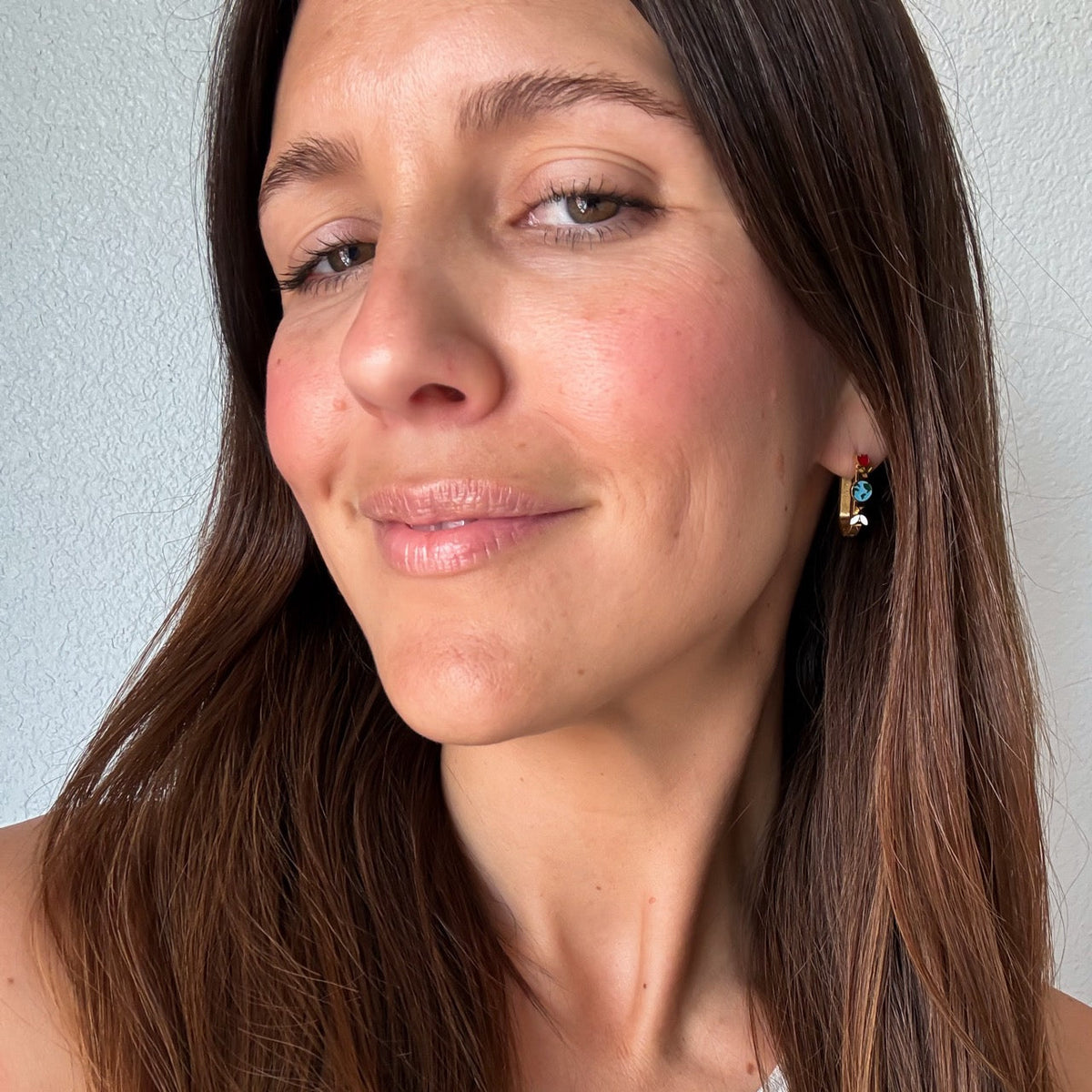Mother Nature Oblong 3D Huggie Hoop Earrings