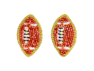 Football Stud Earrings - Light Brown