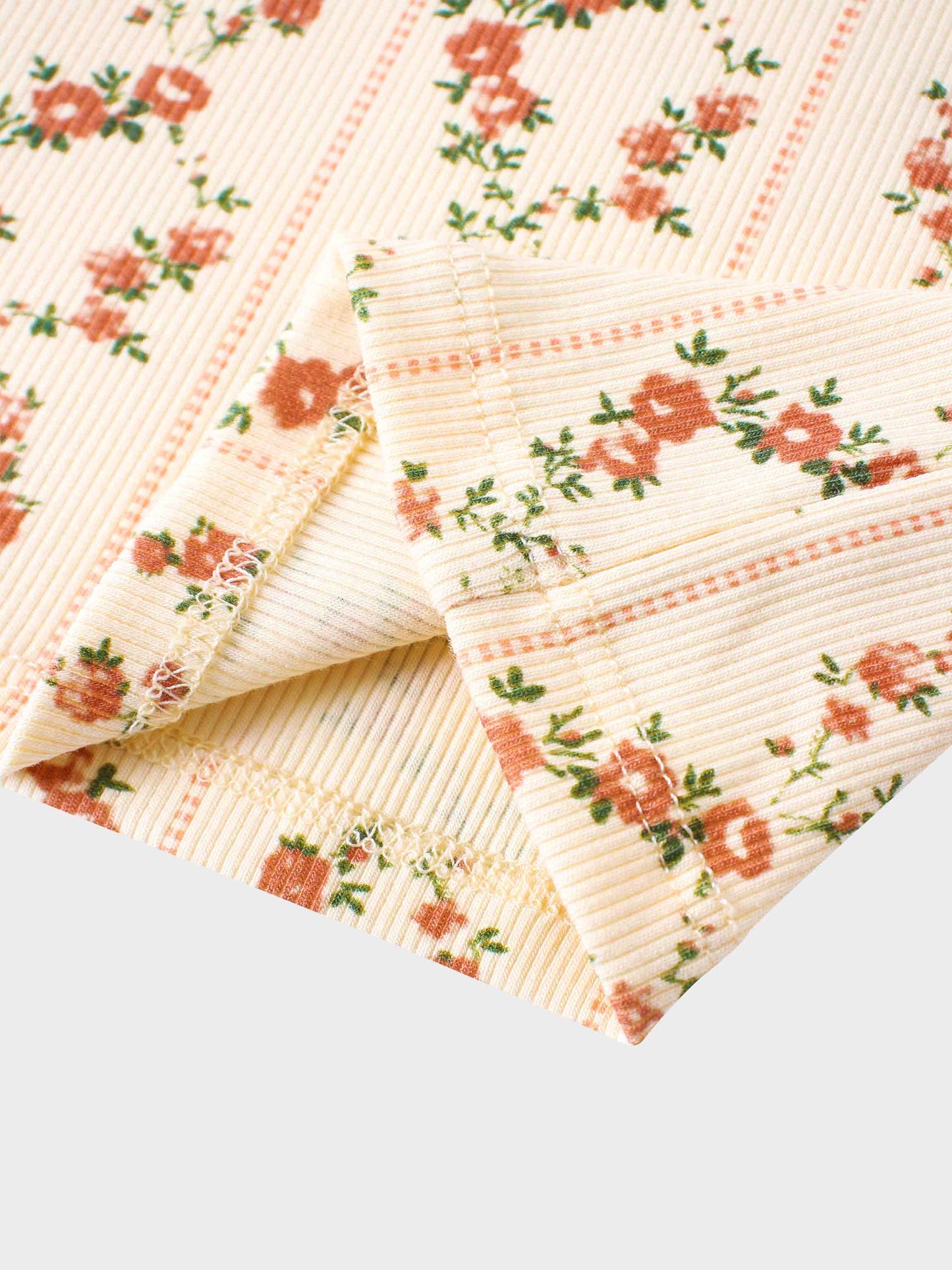 Floral Cascade 3/4 Sleeve Shirt & Skirt
