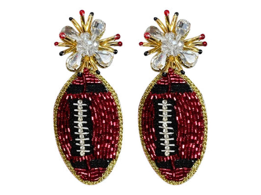 Football Burst Earrings - Red and Black
